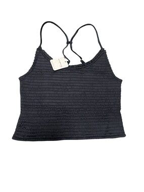 Free People Black Smocked Cropped Cami